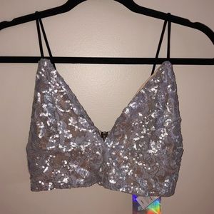 Missguided silver sequin bralette top